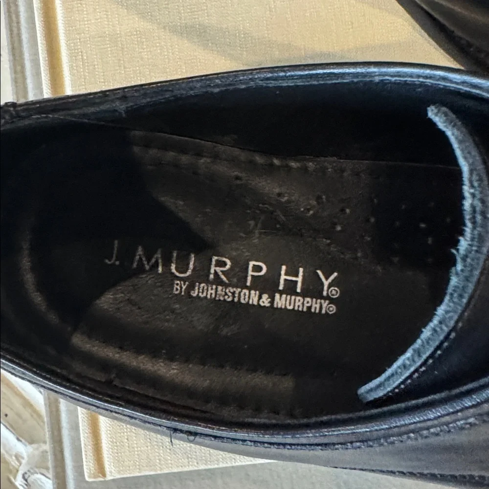 Johnston & Murphy Mens 12M Cap Toe Oxford Black Leather Shoes 59 -11567 Preppy